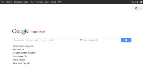 Google Hotel Finder home