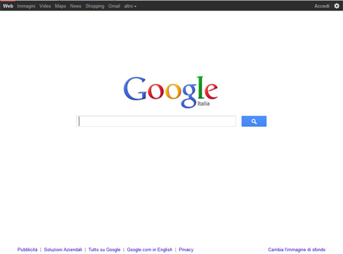 Nuova home google con bottone ricerca azzurro Nuova home google con bottone ricerca azzurro