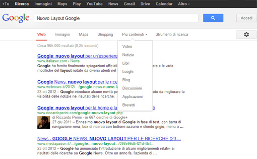 Nuovo design serp google.it