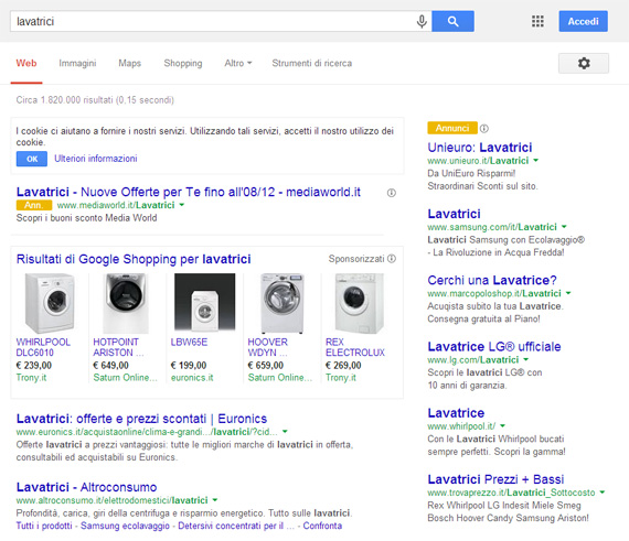 Lavatrici su Google (25/11/2013)