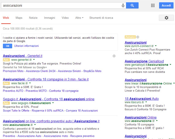 Adwords etichetta Annunci giallo sbiadito