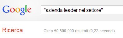 Azienda leader nel settore, ricerca google 09/11/2012