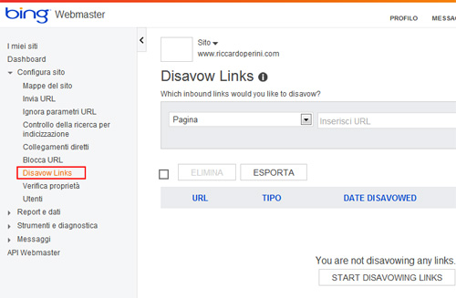 Disavow Links Bing Webmaster Tools