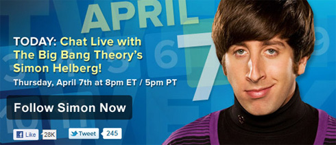 CBS Tweet Week: Simon Helberg (Howard Wolowitz di The Big Bang Theory)