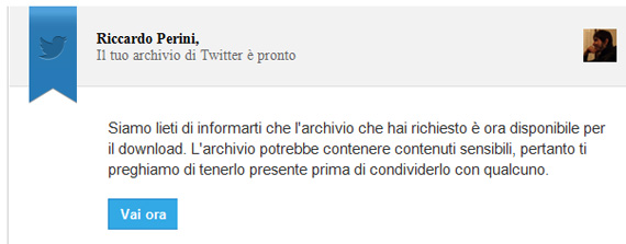 E-mail Twitter archivio tweet