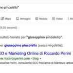 Giuseppino Pincolello ricerca con virgolette