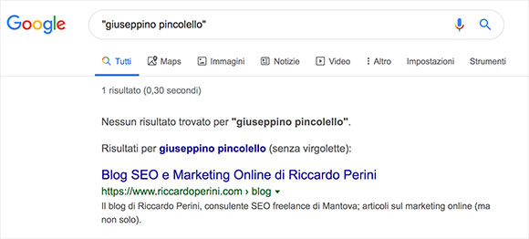 Giuseppino Pincolello ricerca con virgolette