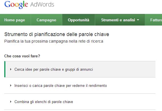 Google Adwords Keyword Planner