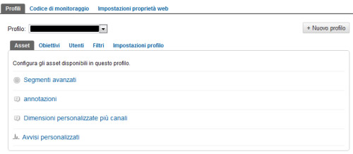 Google Analytics V5: pannello amministrazione