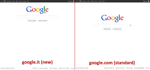 confronto home google.it e google.com (02/10/2011)
