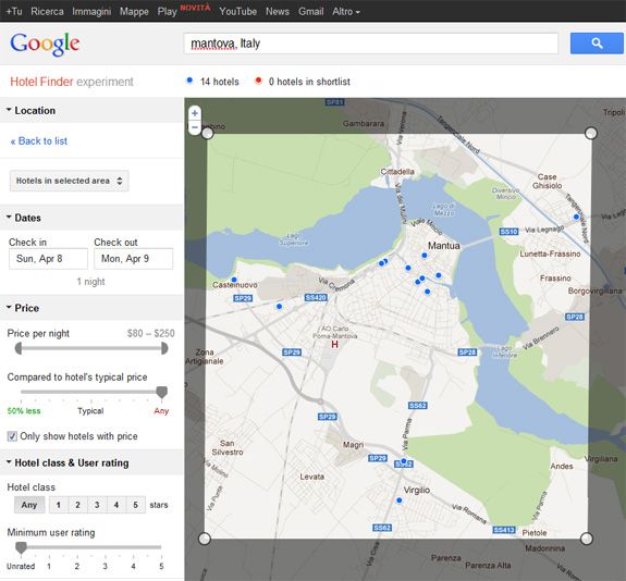 Google Hotel Finder in Italia