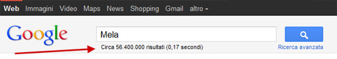 Numero di risultati della ricerca su Google (versione classica)