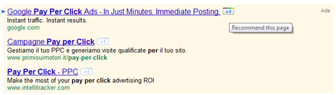 Bottone +1 Annunci Google Adwords