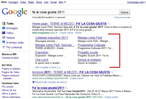 Google Sitelinks enormi