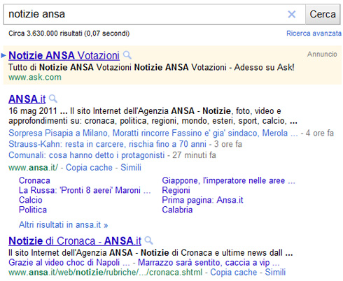 Google description siti notizie con link in linea