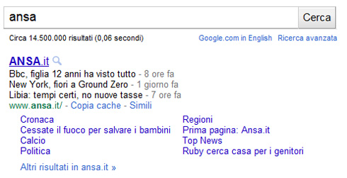 Google snippet ansa.it