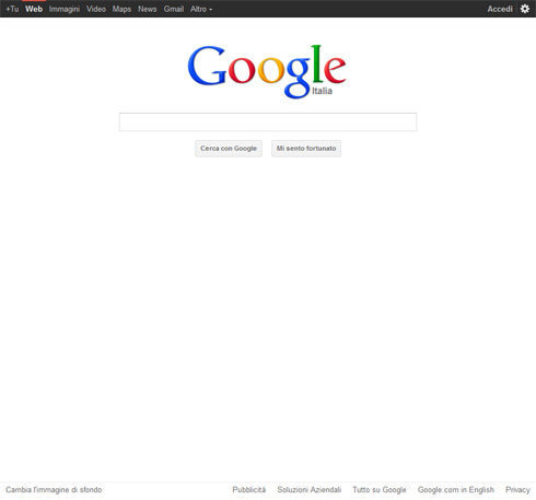 homepage google.it barra ricerca in alto