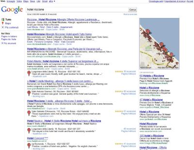 Serp Google.it Hotel Riccione - nuovo layout