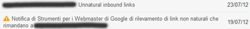 Notifica Webmaster Tools Link non naturali
