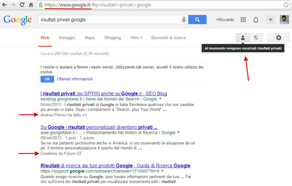 Risultati Privati su Google.it italiano