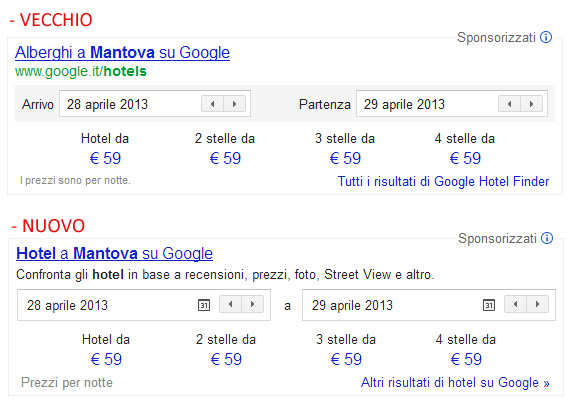 SERP Google Hotel Finder Mantova (15/04/2013)